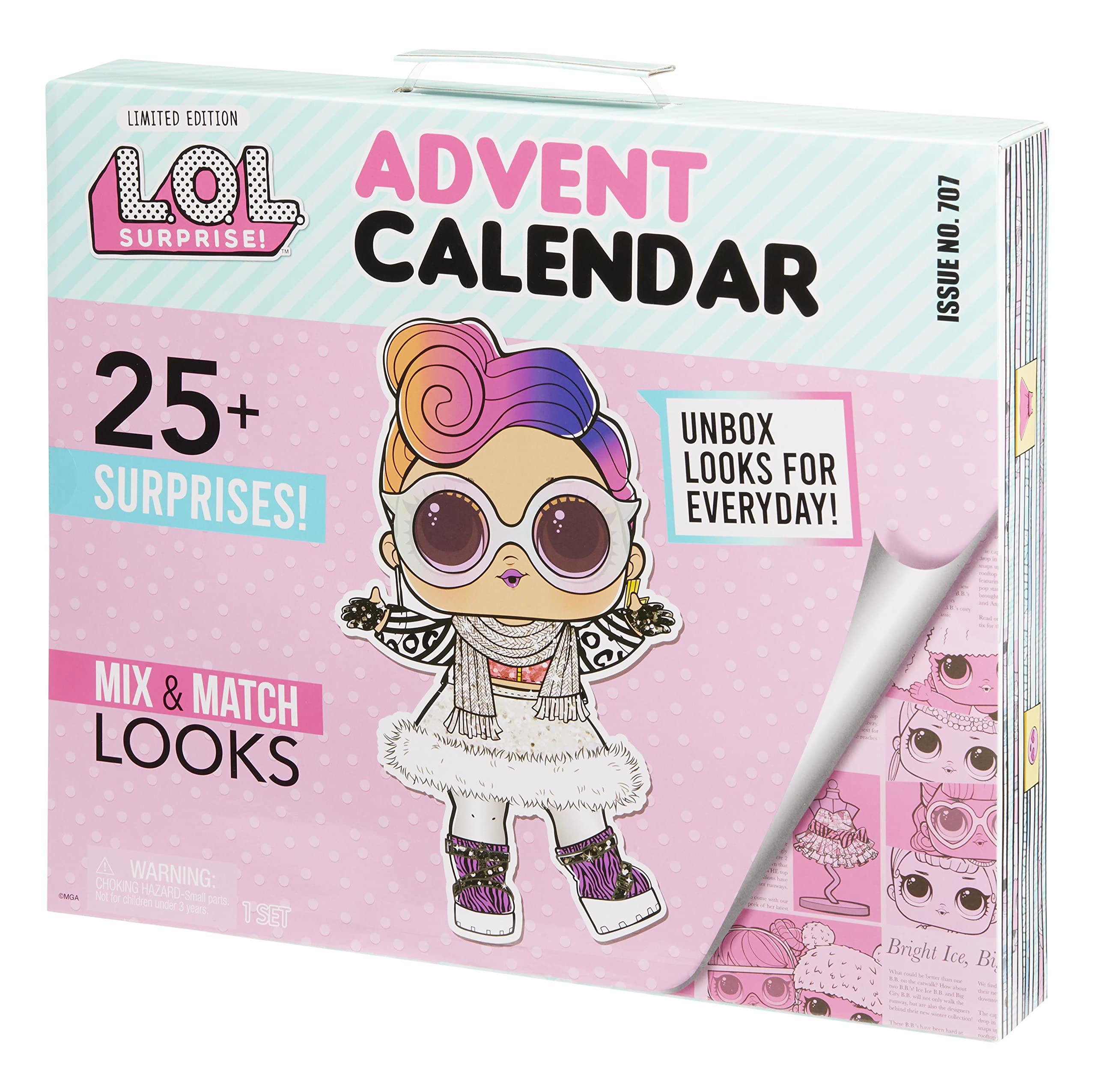 l.o.l. surprise! advent calendar with 25+ surprises including a collectible doll with mix and match outfits, shoes, and acces