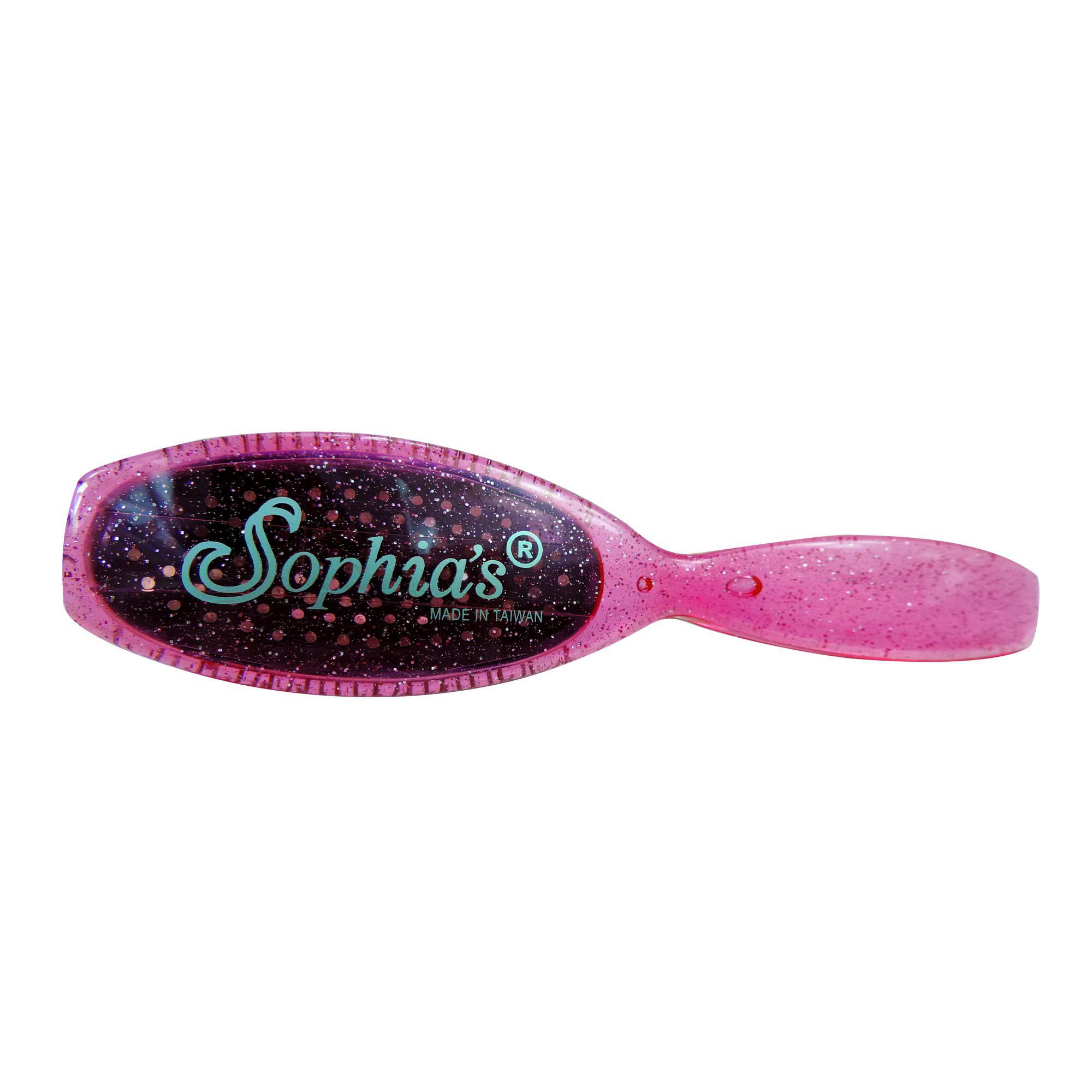 Sophia\'s sophia's doll hair brush, ideal for dolls with synthetic or wig-like hair, sized for smaller hands, in glittery hot pink