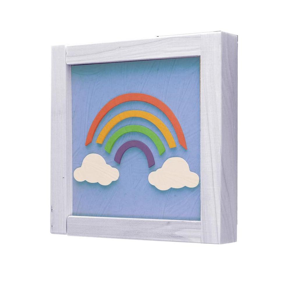 leisure arts shadow box 5.5" x 6" rainbow, 7 piece kit, shadow boxes, 3d shadow box for beginners, diy wood projects, wooden 