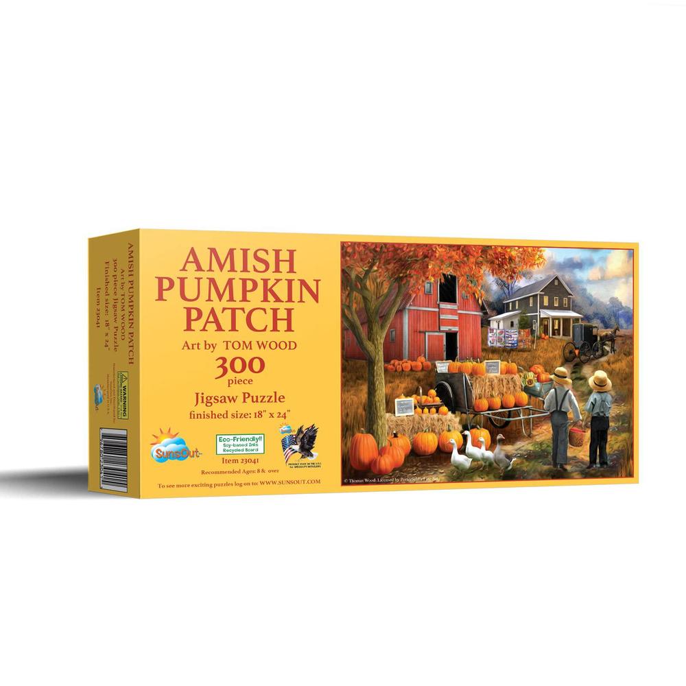 sunsout inc - amish pumpkin patch - 300 pc jigsaw puzzle by artist: tom wood - finished size 18" x 24" halloween - mpn# 23041