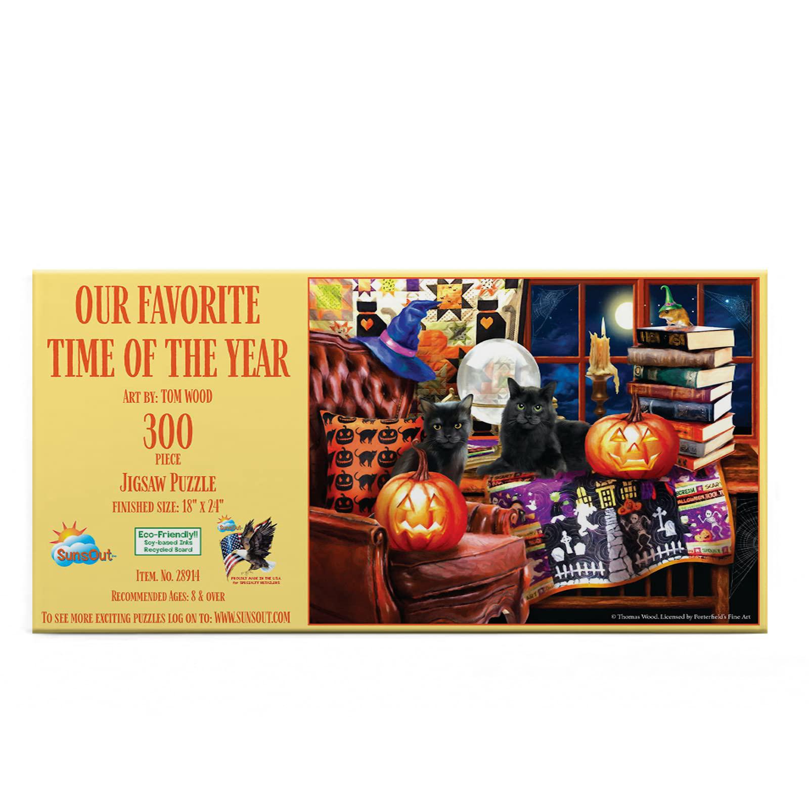 sunsout inc - our favorite time of the year - 300 pc jigsaw puzzle by artist: tom wood - finished size 18" x 24" halloween - 