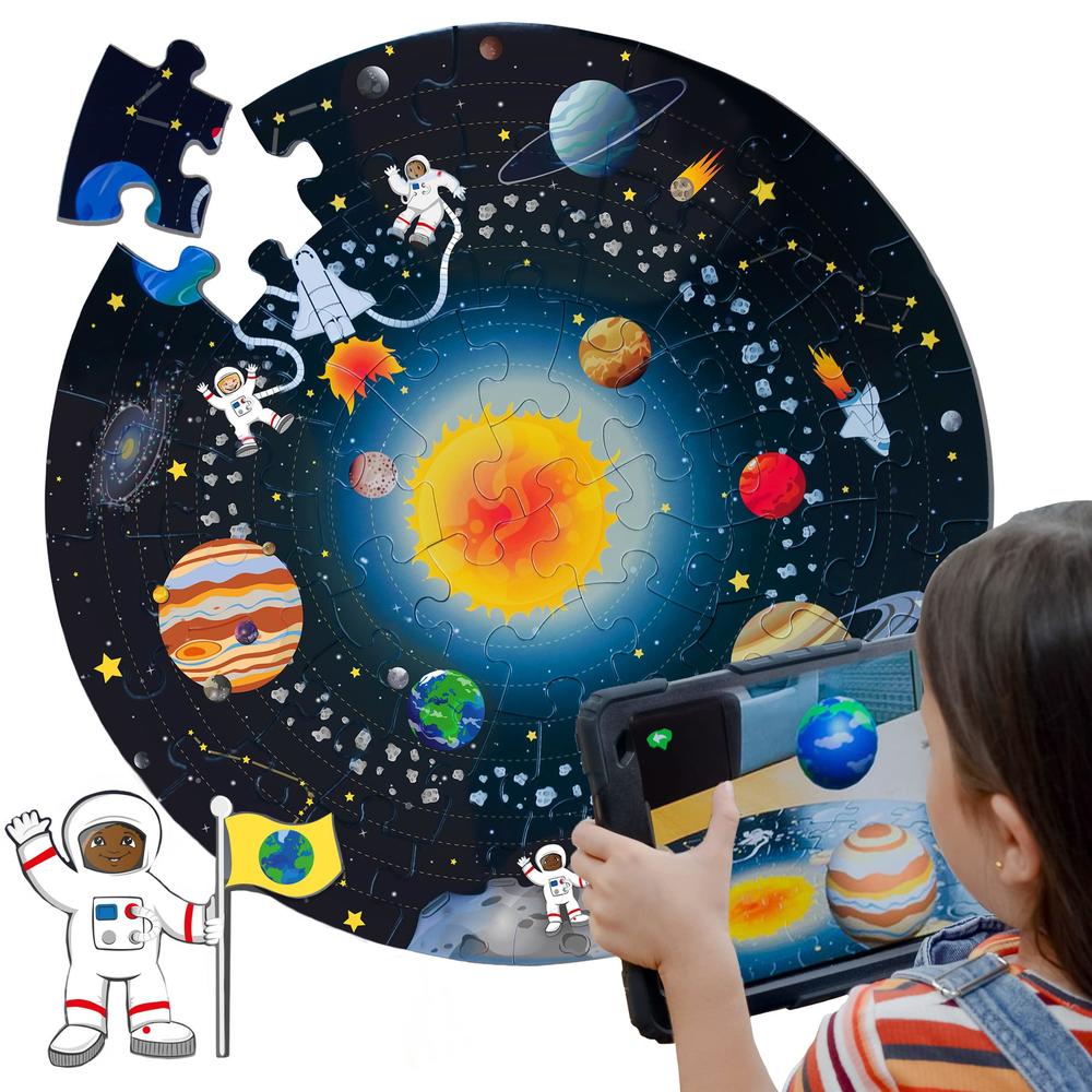 amagenius 50pcs solar system puzzle. smart technology uses augmented reality to bring space to life. learn facts about space! solar sys