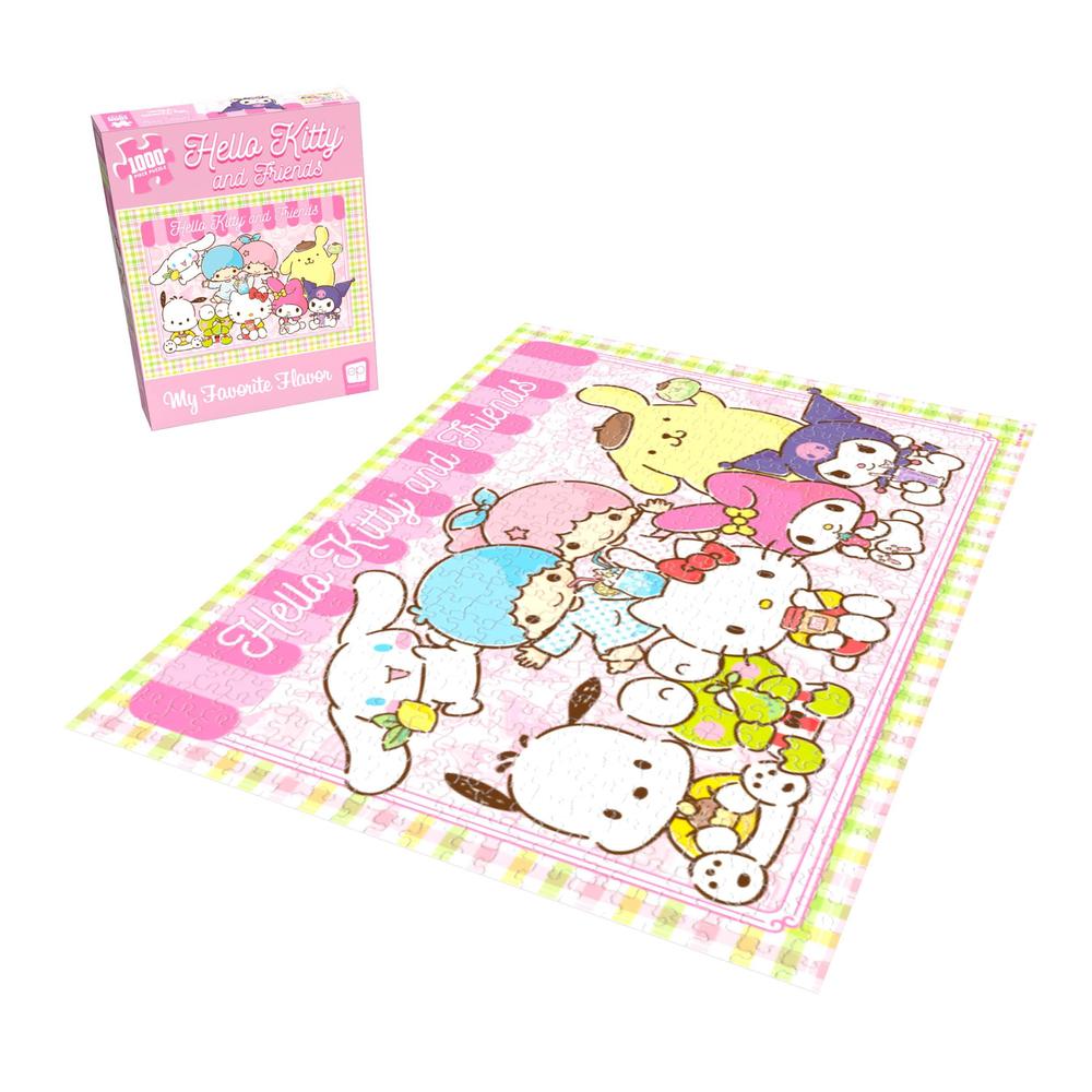 USAopoly hello kitty and friends my favorite flavor 1000 piece jigsaw puzzle | collectible puzzle artwork featuring hello kitty, cinna