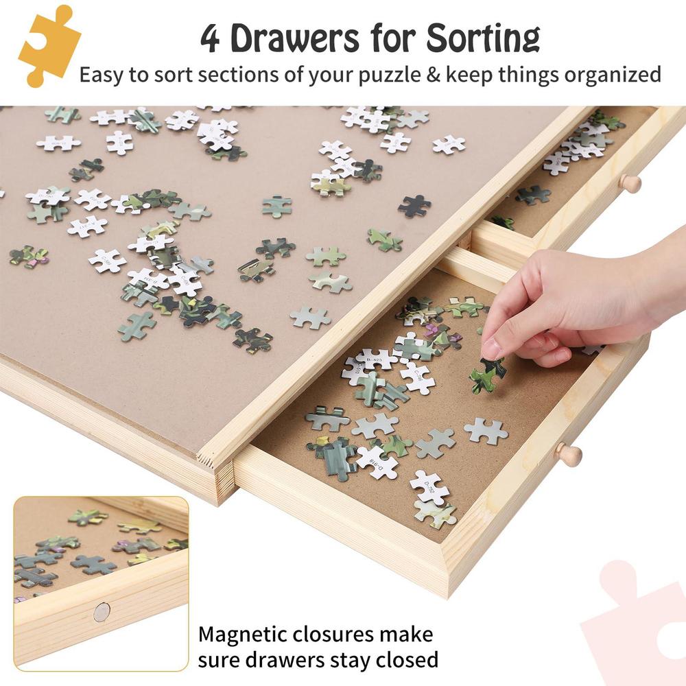 Bophy wooden rotating puzzle board with 4 magnetic sorting drawers ...