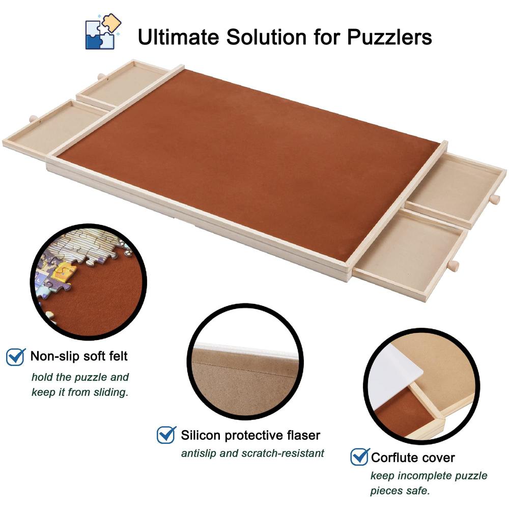 yishan wooden jigsaw puzzle board table for 1000 pieces with drawers and  cover, adjustable puzzle easel, portable tilting puz