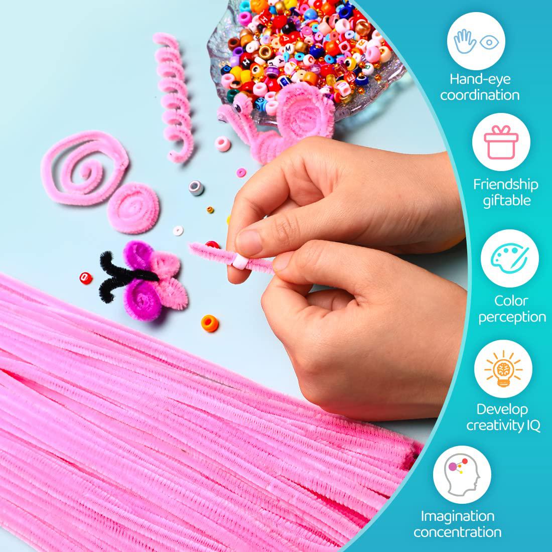 iooleem 200pcs pink pipe cleaners, chenille stems, pipe cleaners for  crafts, pipe cleaner crafts, art and craft supplies.