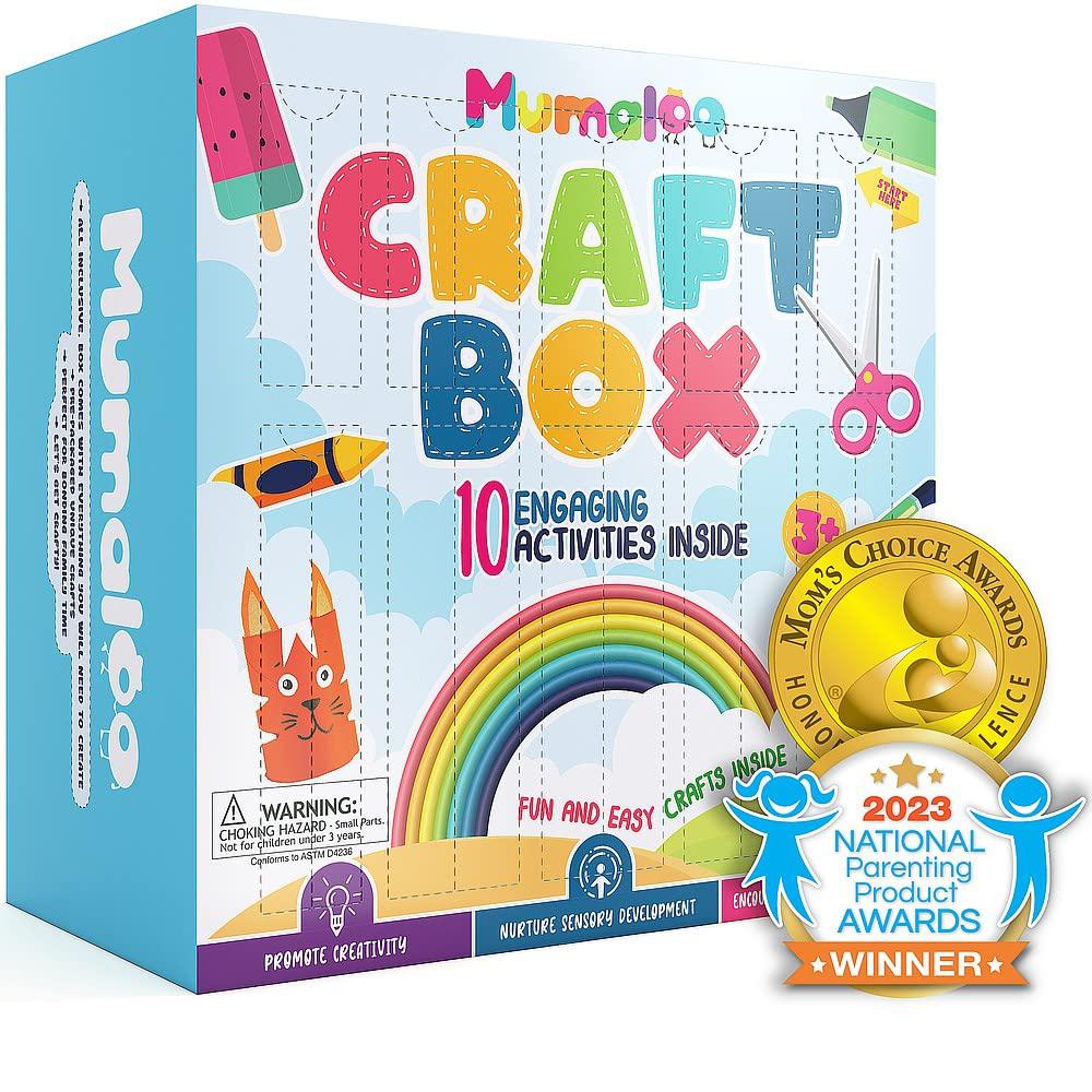 mumaloo arts crafts kit for girls, kid craft kits, all inclusive fun craft  box, 10 pre-packaged sensory arts and crafts for k