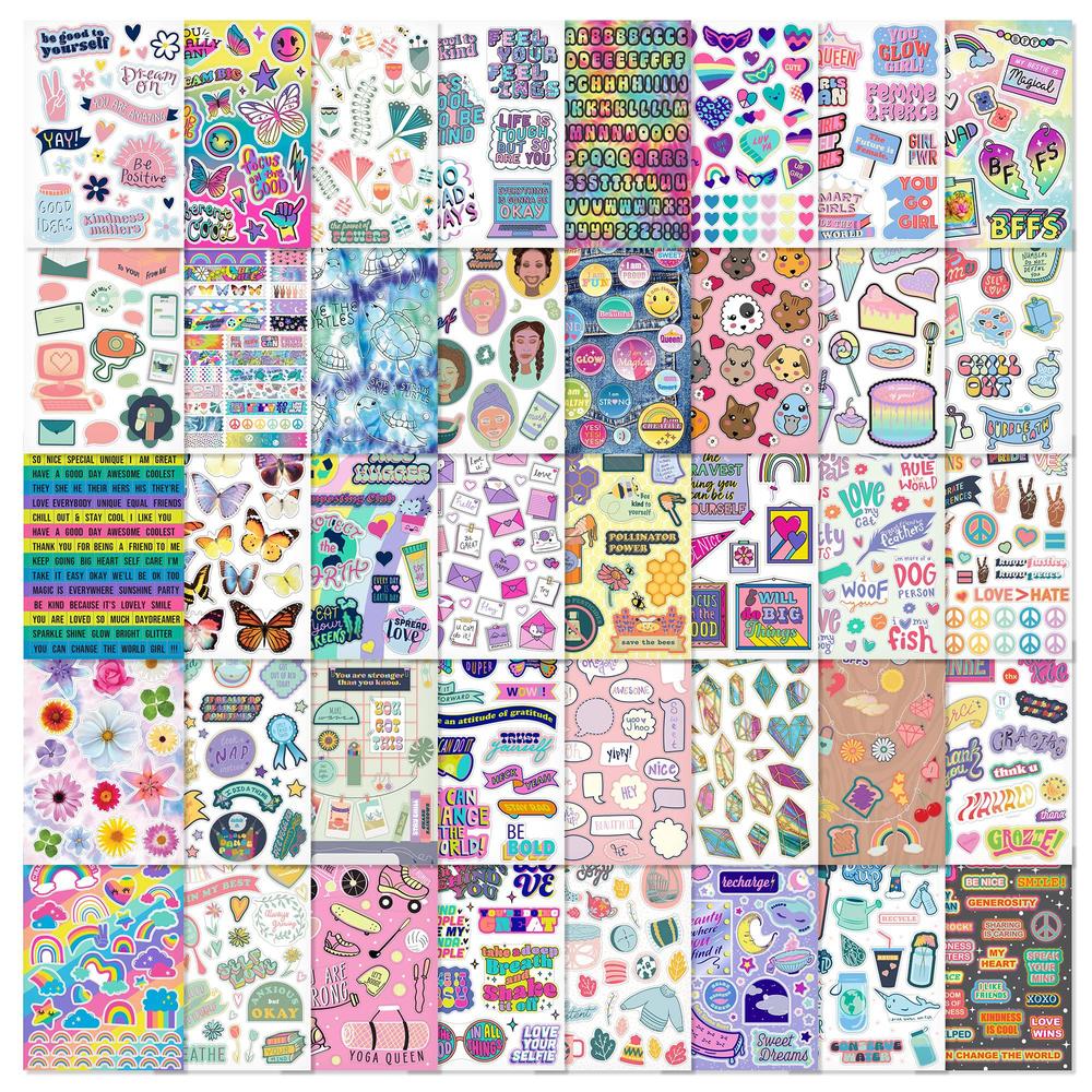 fashion angels 1000+ spread kindness stickers for kids - fun craft stickers for scrapbooks, planners, gifts and rewards, 40-p