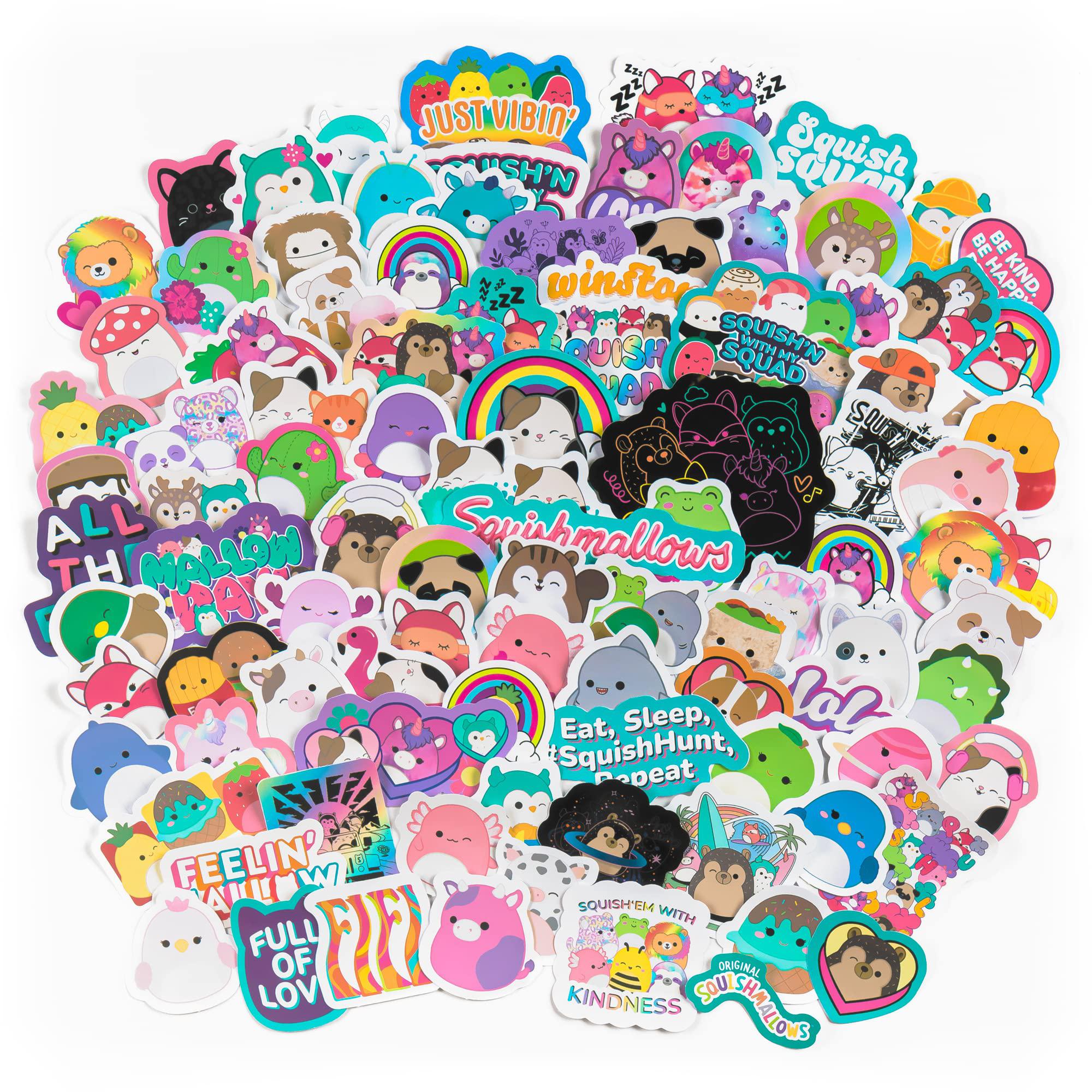 fashion angels squishmallows vinyl sticker pack - includes 100 large squishmallows stickers - water resistant stickers - join