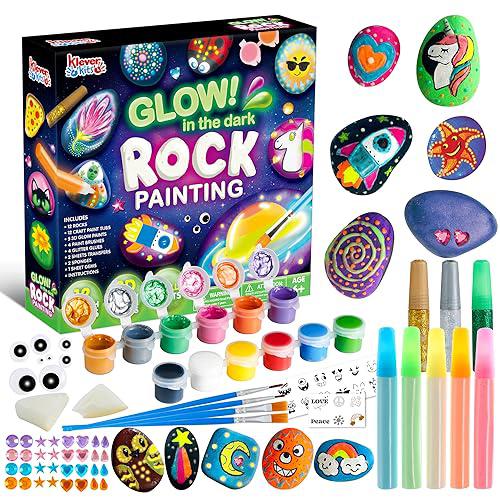 JOYIN 12 rock painting kit, 43 pcs arts and crafts for kids ages 6