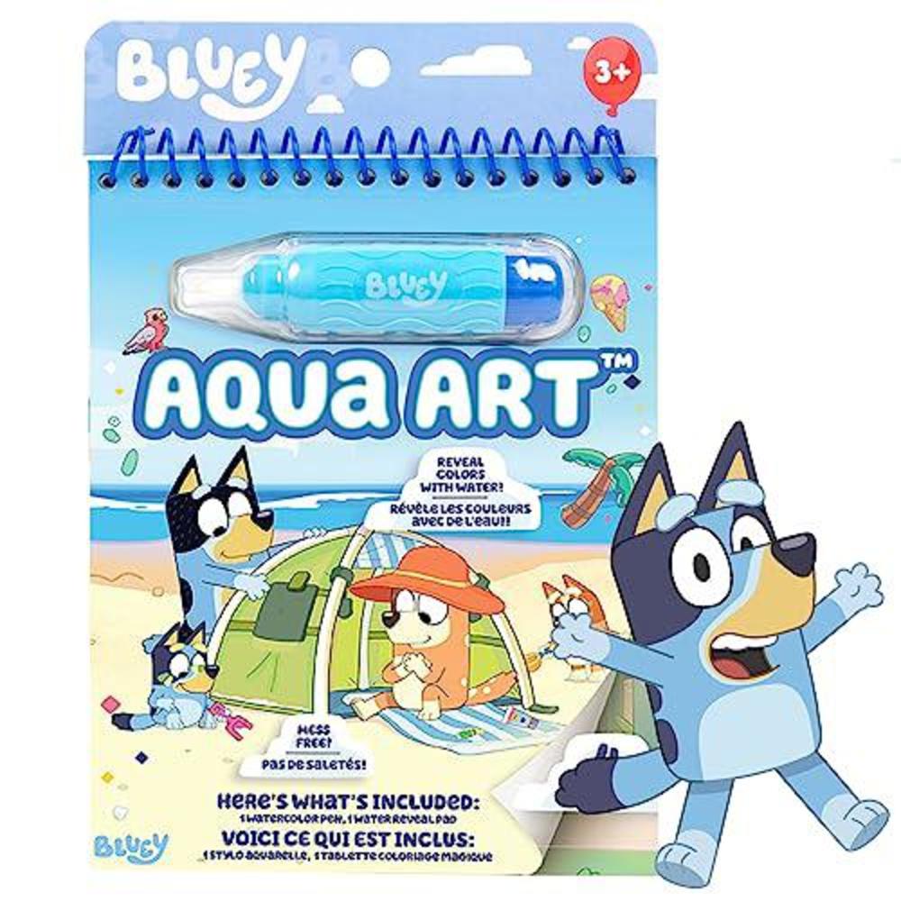 horizon group usa bluey aqua art, includes 4 reusable pages of water art & water pen, color with water book, water reveal act