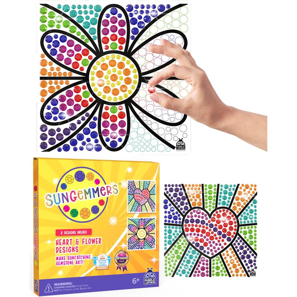 Purple Ladybug sungemmers window art suncatcher kits - great birthday gift idea, 6 7 8 9 10 11 12 year old girl - fun arts for kids, spring 