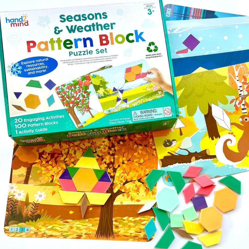 hand2mind seasons and weather pattern block puzzle set, tangram puzzle ...