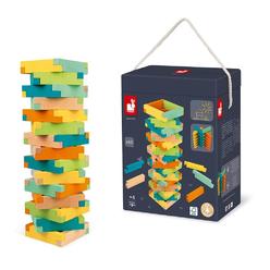 janod 60 piece unique wooden building kit with notched blocks - ages 4+ - j08300