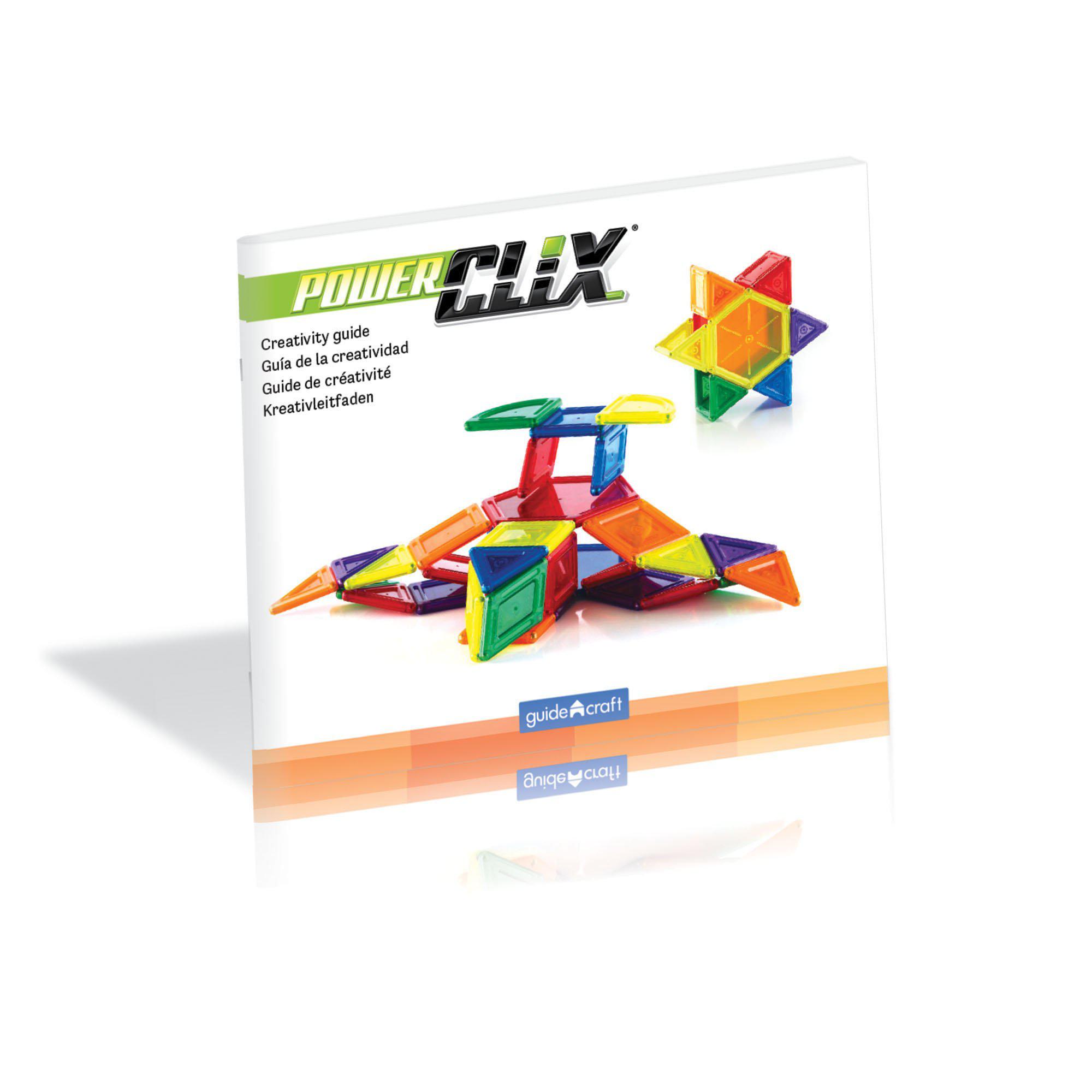 Guidecraft powerclix solids magnetic building blocks set, 94 piece magnetic tiles, stem educational construction toy
