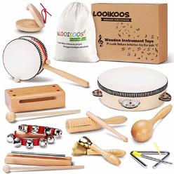 LOOIKOOS Toddler Musical Instruments Natural Wooden Percussion Instruments Toy for Kids Preschool Educational, Musical Toys Set