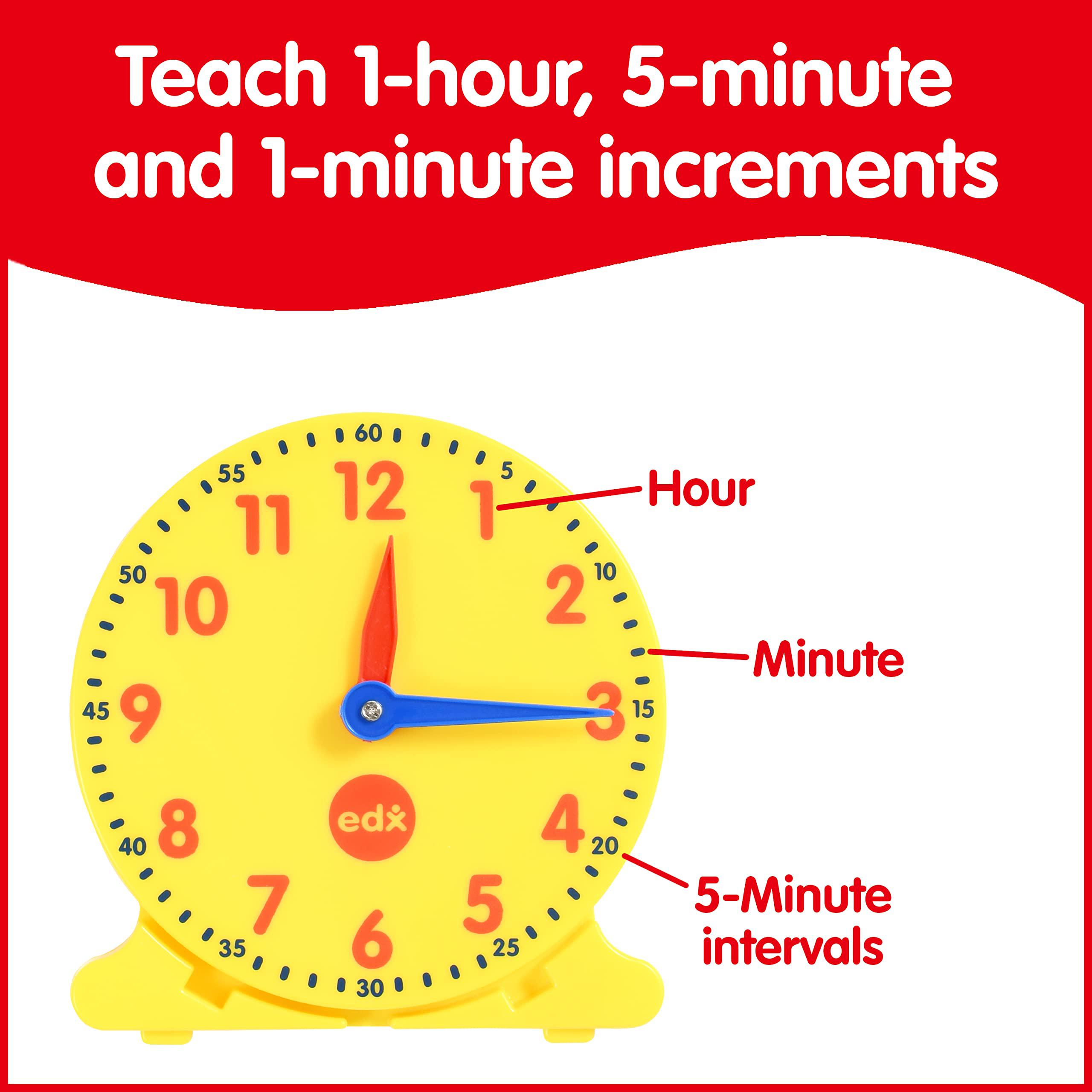 edxeducation student clocks - set of 6 - clock for kids learning to tell time - analog clocks with movable hands to teach chi