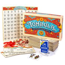 brybelly italian game night bundle - tombola bingo board game + traditional napoletane playing cards - italian game of chance for fami