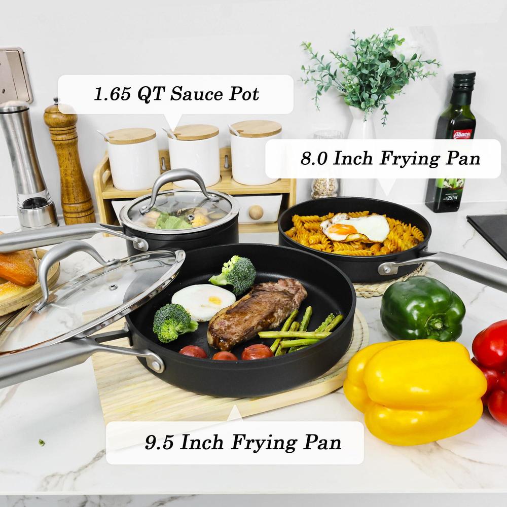 wodillo pots and pans set, nonstick kitchen cookware sets, 5 pcs induction cookware set, non stick cooking set w/frying pans 