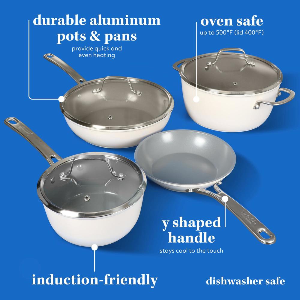 sur la table kitchen essentials 10 piece pfa free non-toxic titanium ceramic nonstick interior forged aluminum cookware pots 