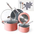 Greater Goods greater goods savvy ceramic nonstick cookware set, 10 piece  kit (coral pink)