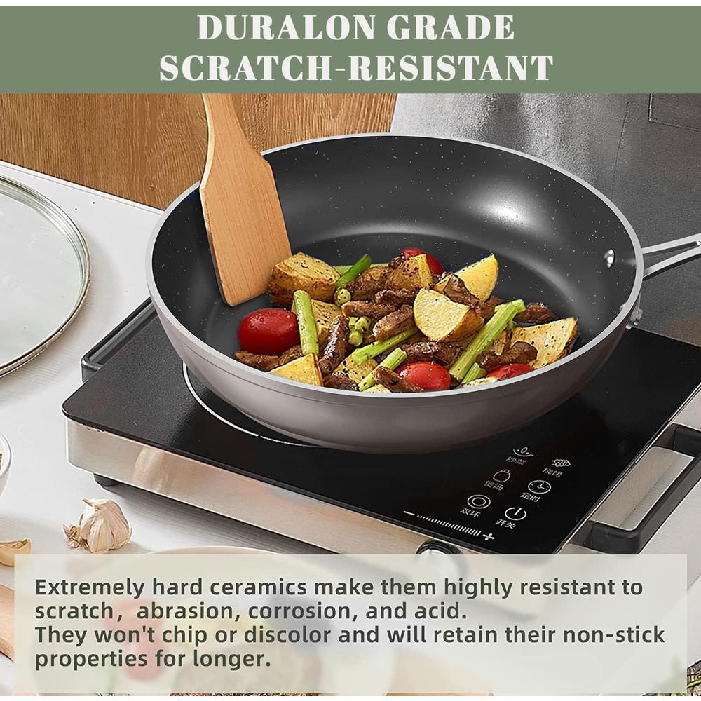 nuwave 12pc forged lightweight cookware set, g10 healthy duralon ceramic ultra non-stick coating, vented tempered glass lids,