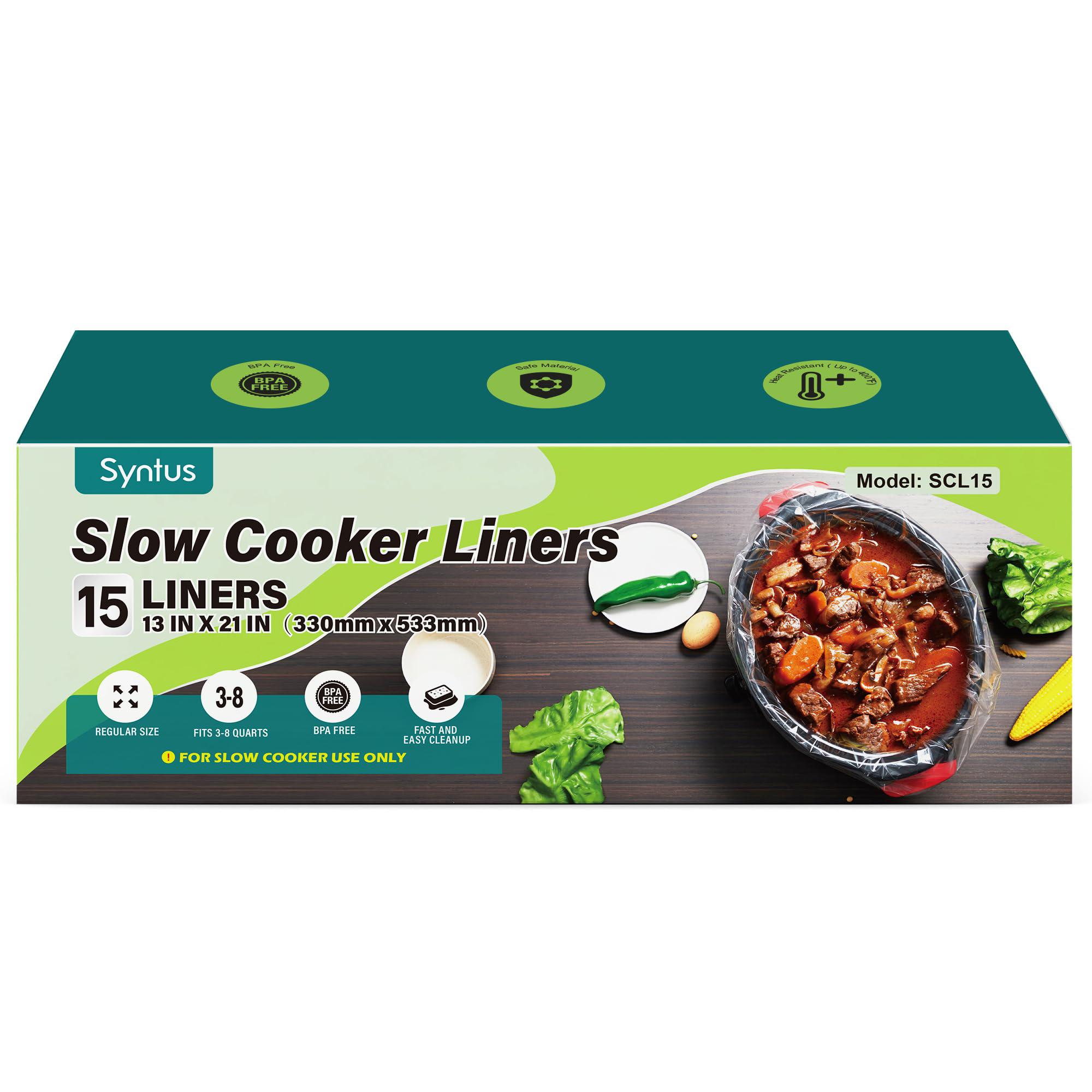 syntus slow cooker liners, cooking bags large size crock pot liners  disposable pot liners plastic bags, fit 3qt to 8qt for sl