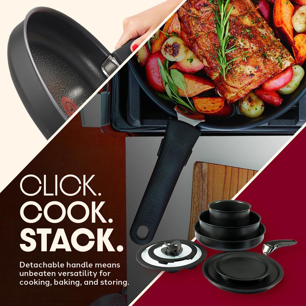 t-fal ingenio nonstick cookware set 8 piece induction stackable, detachable handle, removable handle, rv cookware, cookware, 
