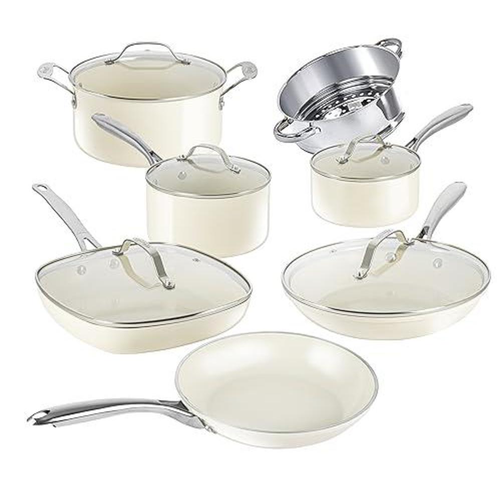 gotham steel 12 piece pots and pans set nonstick cookware set, pot and pan set, kitchen cookware sets, ceramic cookware set, 
