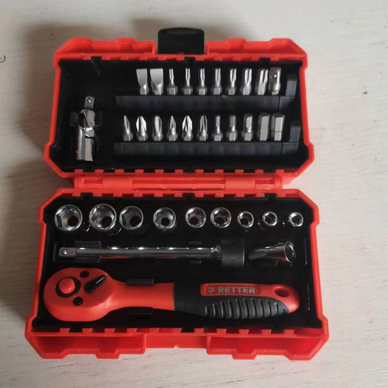 hakuwi 35 pieces 1/4 inch drive socket ratchet wrench set, mini ratcheting wrench with bit socket set metric and extension ba