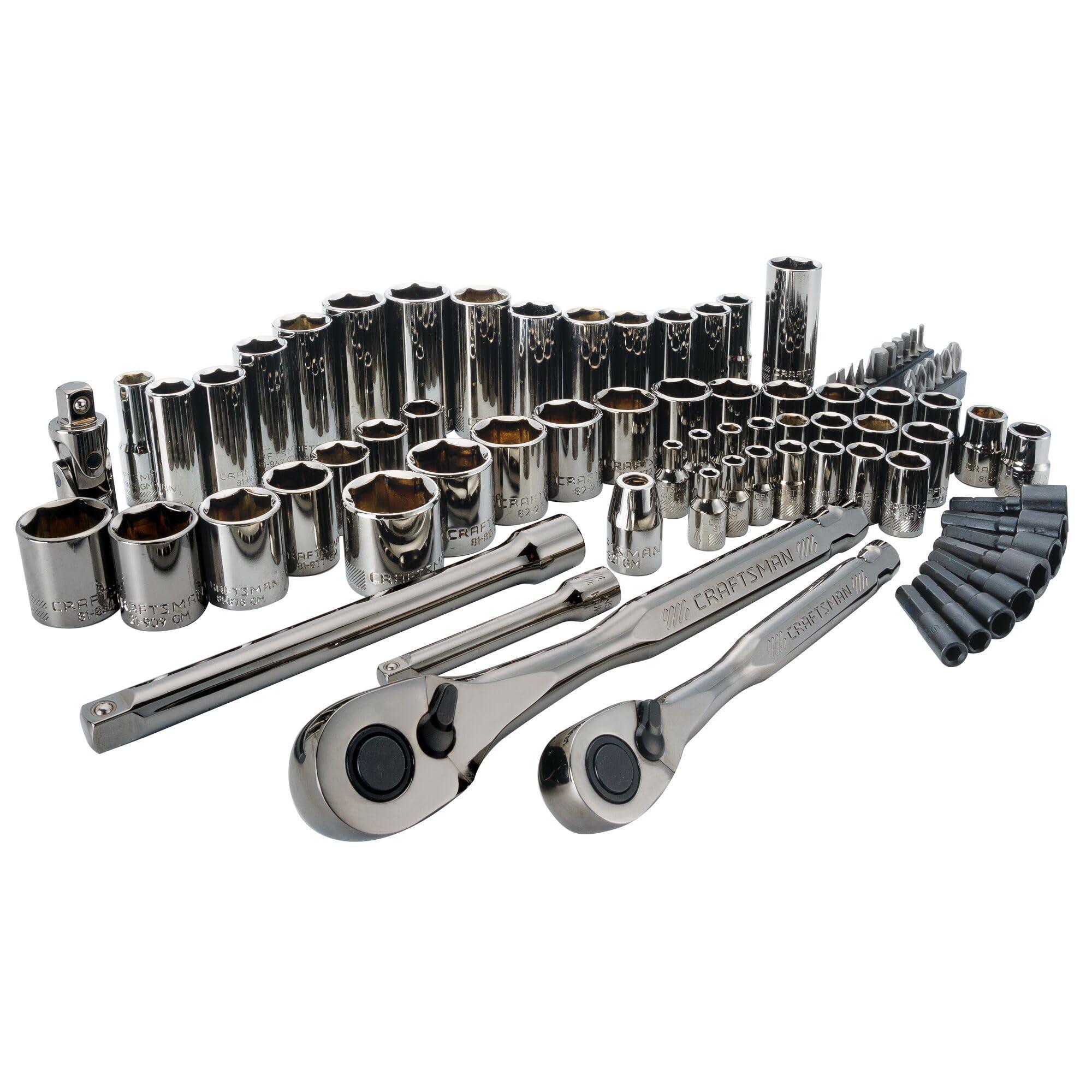 craftsman mechanics tool set, 1/4" & 3/8" drive, sae/metric, 81 piece (cmmt82335l)