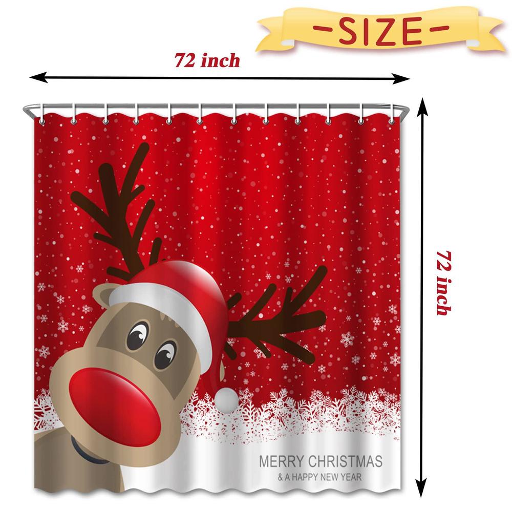 qyyiguf 72 x 72 inch christmas shower curtain,reindeer bath curtains with hooks for bathroom decor,home,gifts,xmas decoration