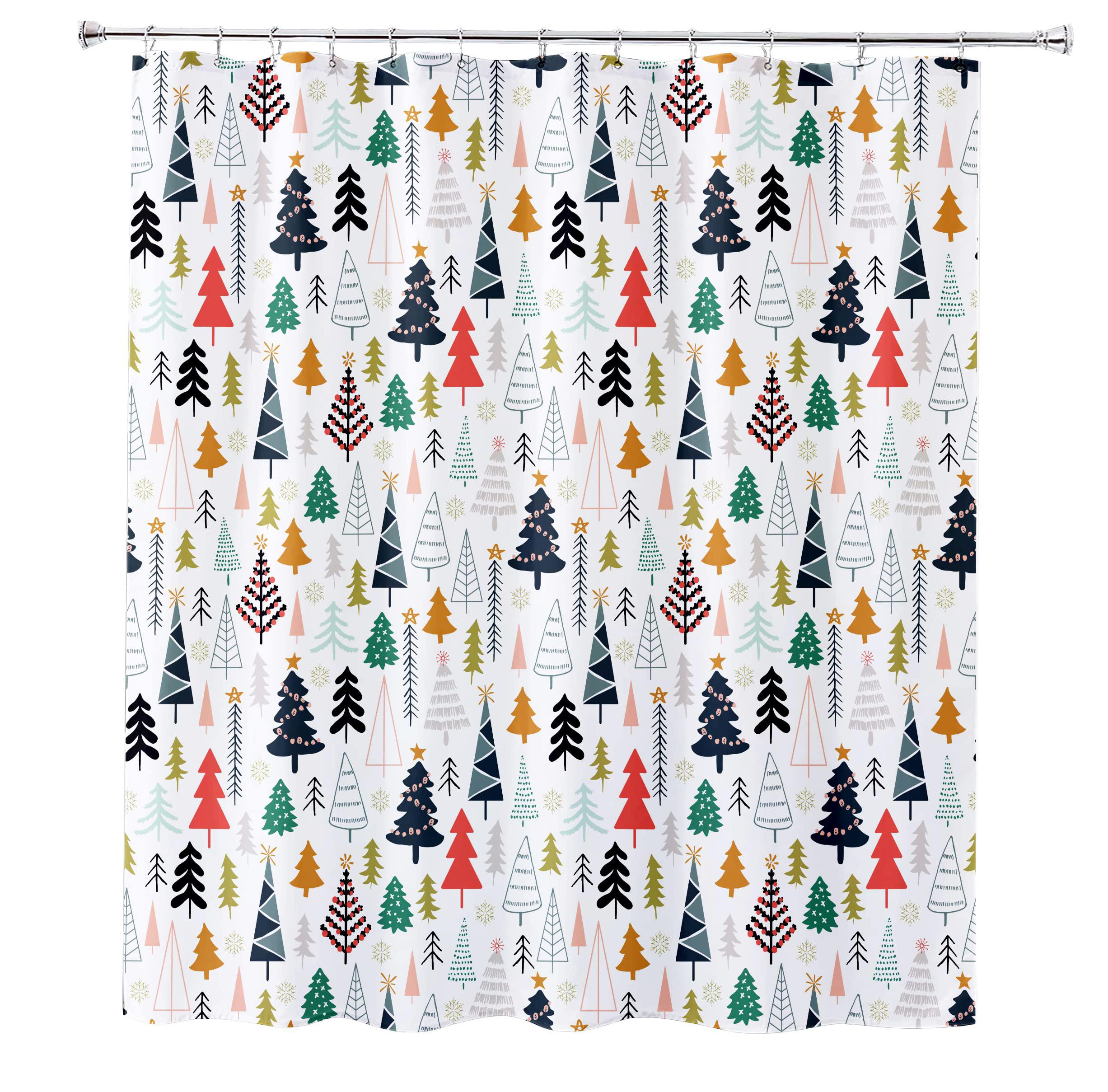 get orange christmas tree shower curtain watercolor christmas tree winter holiday polyester fabric bathroom shower curtain 72