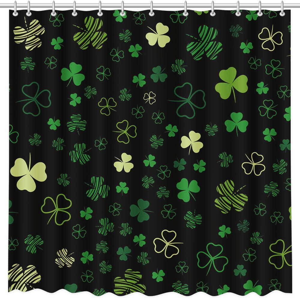 aibiin 72x72 in st. patrick's day clover shower curtain for bathroom shamrocks floral leaves holiday home bathtubs curtain de