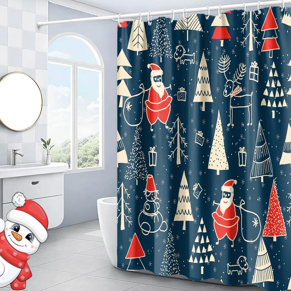 hipposama christmas shower curtain for bathroom santa claus deer snowman christmas tree shower curtain sets for farmhouse winter xmas h