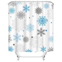 rnnjoile winter shower curtain christmas snowflakes blue gray home bathroom holiday decor waterproof fabric bath curtains 72x