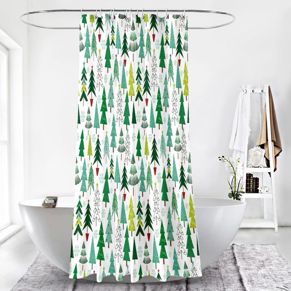 florist christmas tree shower curtain green little christmas tree waterproof polyester fabric bathroom curtain xmas holiday d