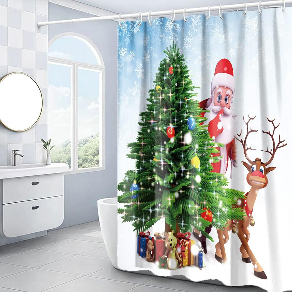 domoku christmas shower curtains kids for bathroom christmas tree reindeer custom waterproof shower curtain bathroom curtains