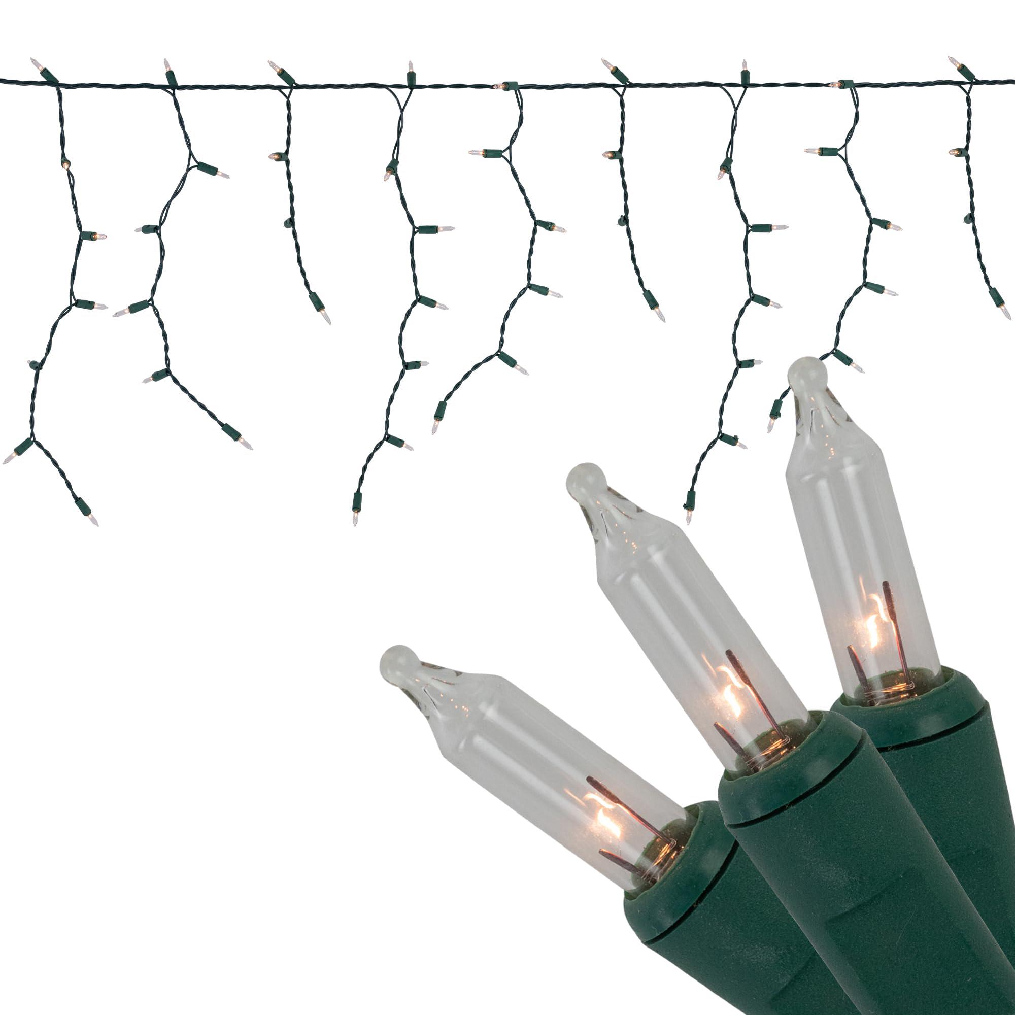 northlight 300 count clear mini icicle christmas lights - green wire