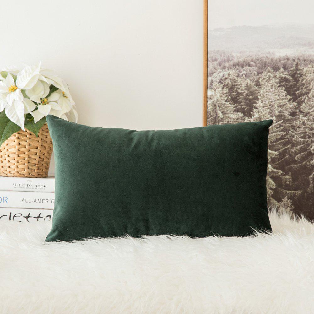 miulee velvet soft soild decorative square throw pillow cover christmas cushion case for sofa bedroom car 12 x 20 inch 30 x 5