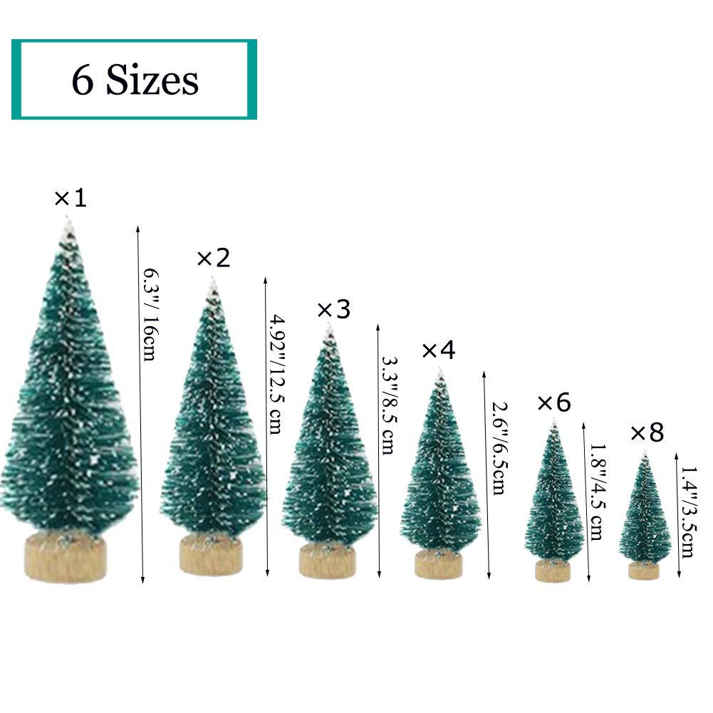 orgrimmar 24 pcs mini christmas trees artificial sisal trees snow frost ornaments bottle brush trees with wooden bases for ch