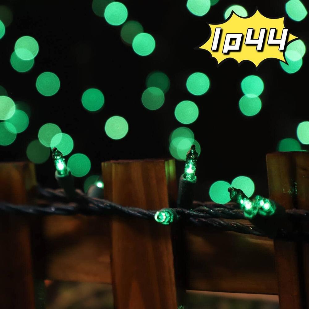 lamphome super-bright extendable green christmas lights decoration 100lights 19.6ft ul certified mini bulb string lights set 