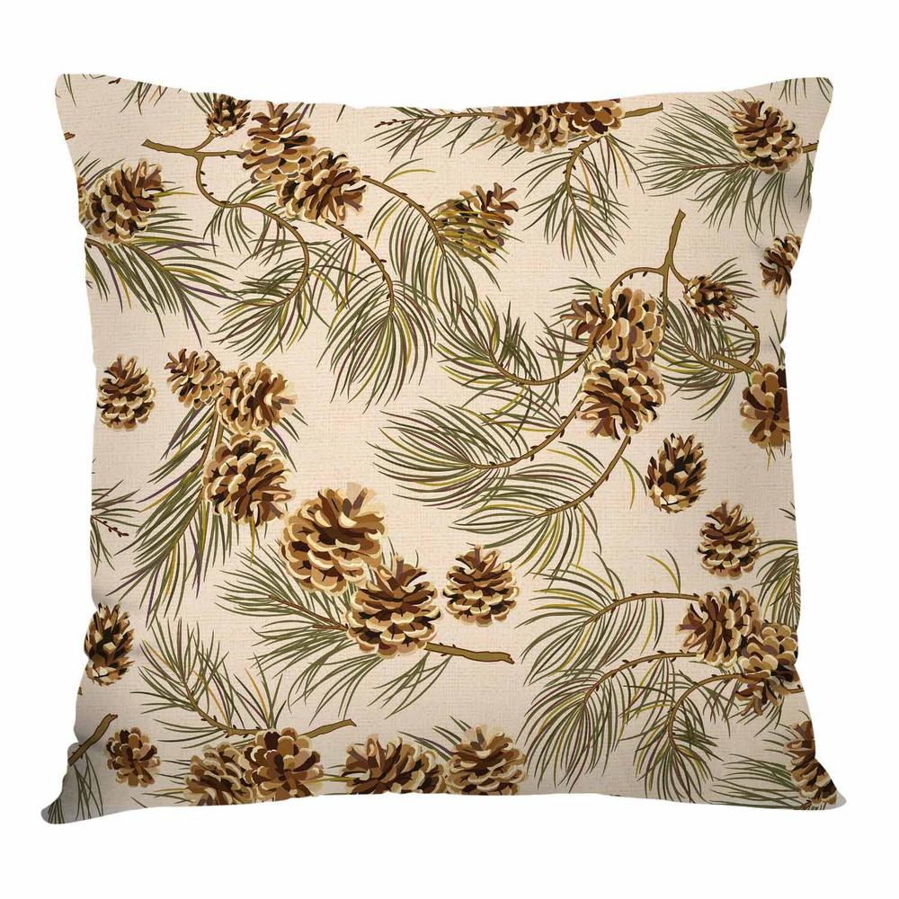 ibiliu pine cones throw pillow covers 18x18,christmas plant cotton linen cushion cases decorative pillow cases for couch sofa