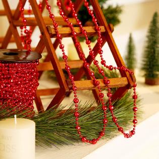 Pangda pangda 49 feet christmas tree beads garland strands chain for  christmas wreath decoration table centerpiece (red)