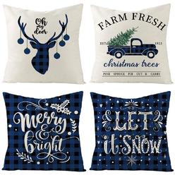 ubing christmas pillow covers 18x 18 winter blue decorative pillow cases buffalo check plaid farmhouse rustic throw pillow co