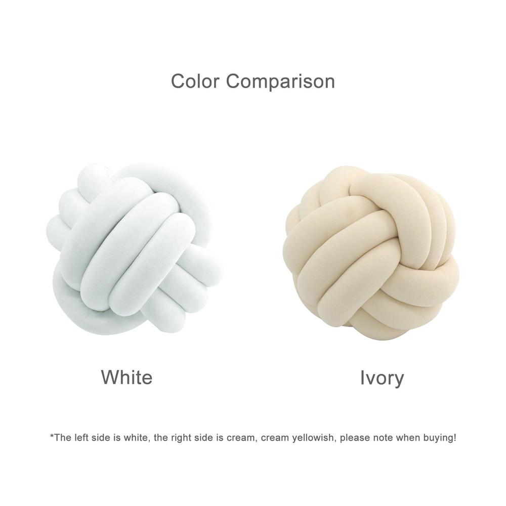 KUCCO-PILLOW knot pillow ball-shaped decorative throw pillows,ivory 20cm cute couch cushion knotted plush pillow suitable for living room 