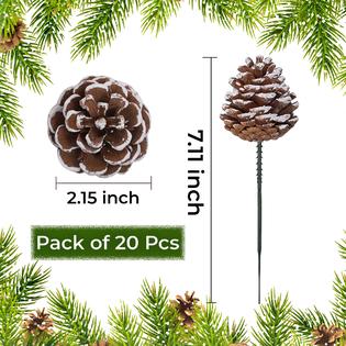 Melrose - 12 Frosted Pinecone Pick (Set Of 6)