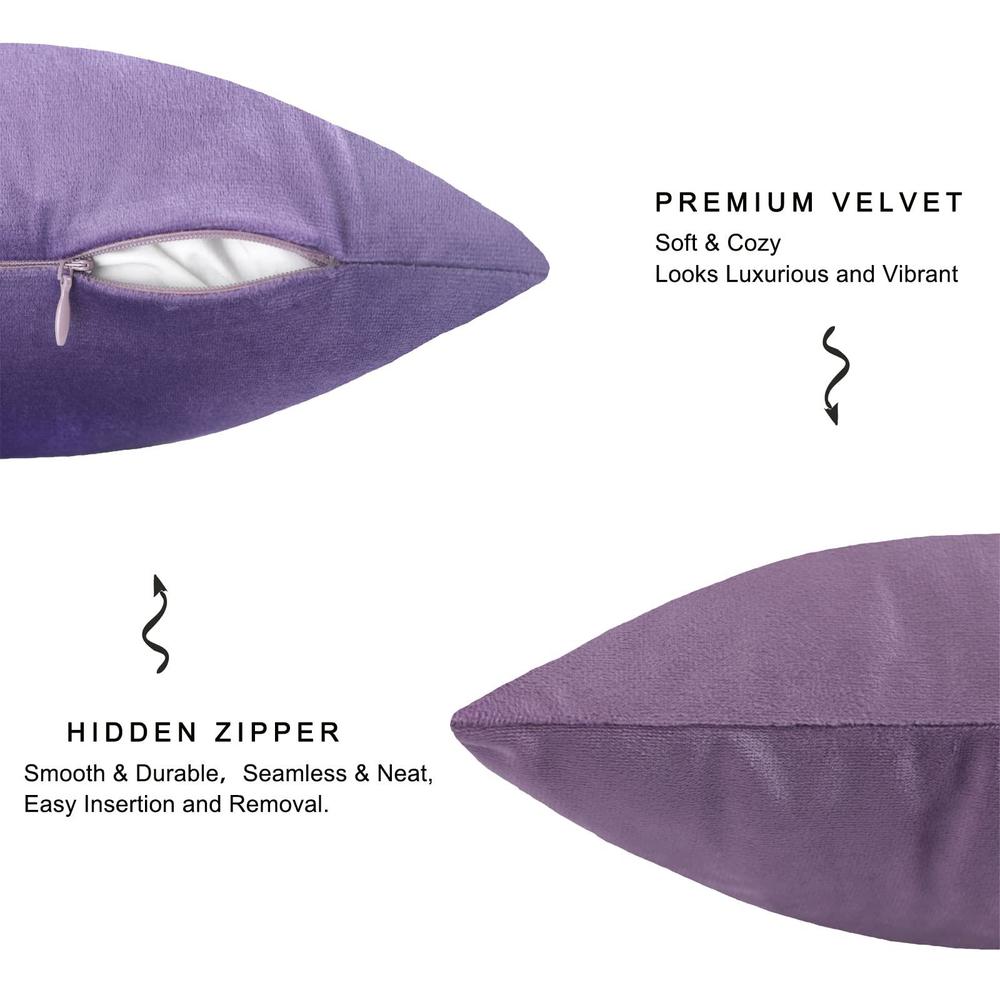 mekajus purple throw pillow covers 18x18 set of 4 velvet soft square couch pillowcase for patio sofa bed bedding living room 