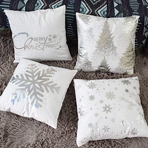 Hoplee hoplee christmas pillow covers white throw pillow covers