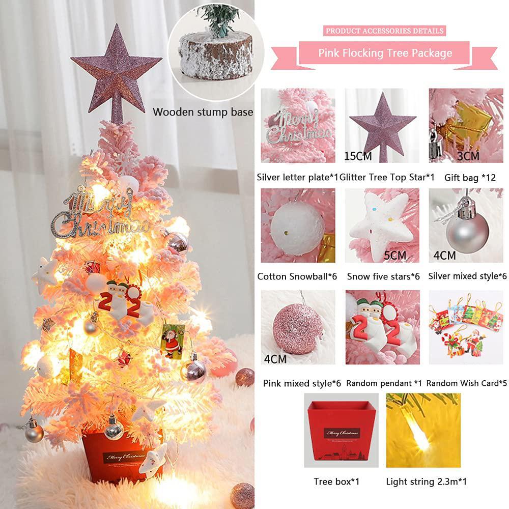 pmsw tabletop mini christmas tree with lights, 20in artificial christmas tree desktop battery operated desk xmas tree with or